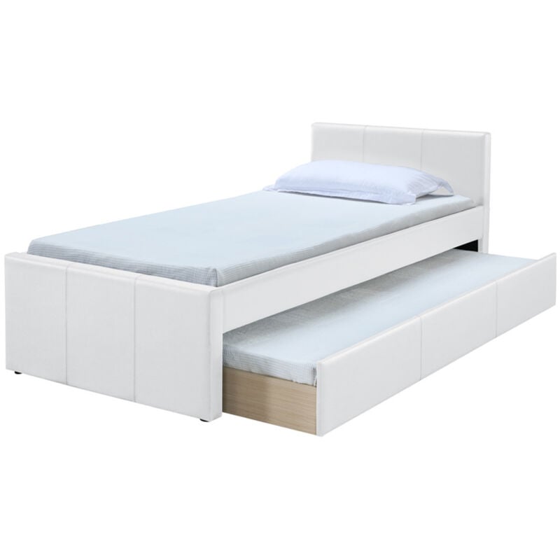 Letto estraibile 90 x 195 pu bianco macco - Bianco