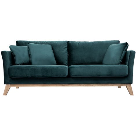 Divano scandinavo 3 posti sfoderabile tessuto blu petrolio OSLO