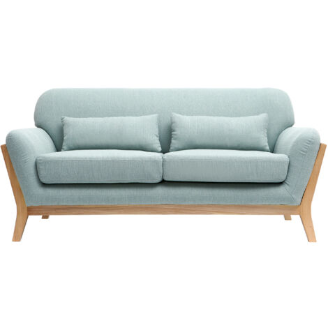 Divano scandinavo a 2 posti Blu laguna piedi in legno YOKO