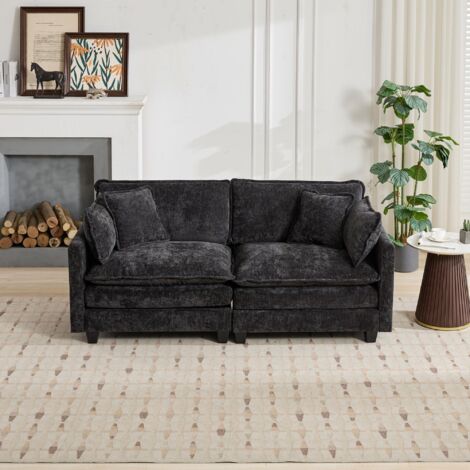 Divano seduta modulare chenille nero 2 posti OKMYHOME