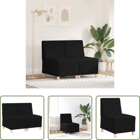 Divano senza braccioli -  Unità di Divano Modulare Senza Braccioli 2 pcs Nero