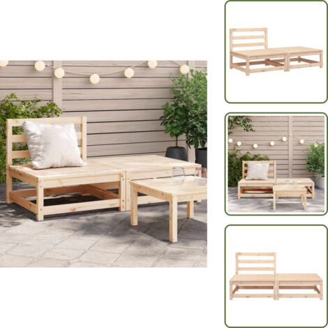Divano senza braccioli - vidaXL Divano Giardino Senza Braccioli con Poggiapiedi Massello Pino - Design a doghe