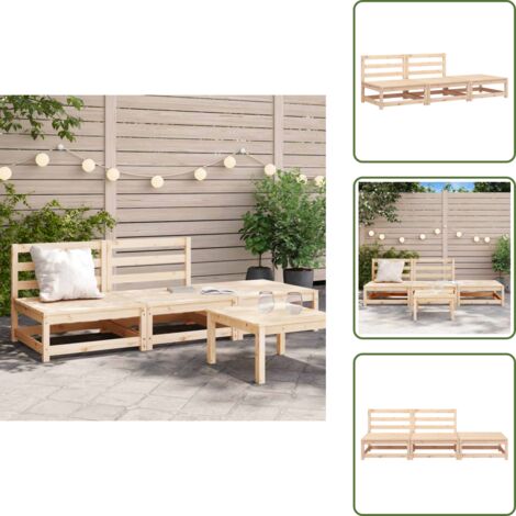 Divano senza braccioli - vidaXL Divano Giardino Senza Braccioli con Poggiapiedi Massello Pino - Design a doghe