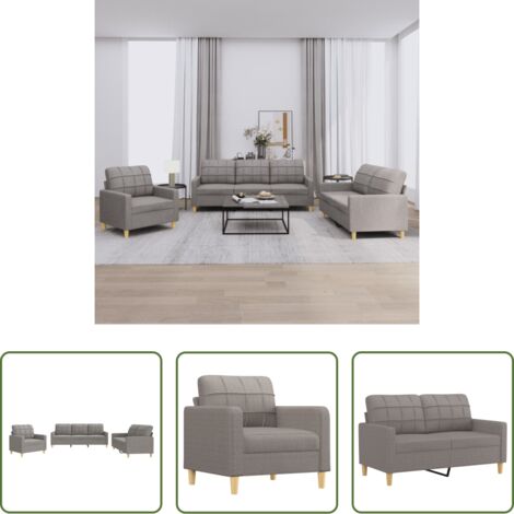 Divano tortora -  Set di Divani 3 pz con Cuscini Tortora in Tessuto