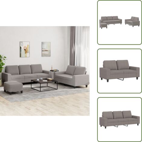 Divano tortora - vidaXL Set di Divani 3 pz Tortora in Tessuto - Divano con poggiapiedi