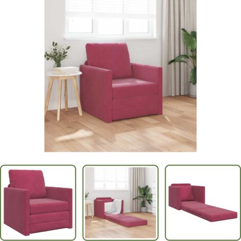 Divano trasformabile -  Divano letto 60cm Rosso Vino Velluto