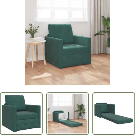 Divano trasformabile -  Divano letto 60cm Verde Scuro Velluto