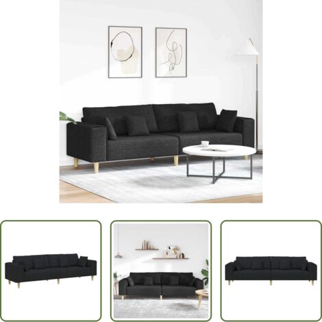 Divano traspirante -  Divano con cuscino Nero 250 x 77 x 76 cm Tessuto