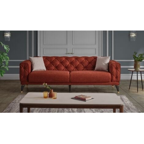 Divano tre posti 227x63 cm colore arancione bruciato - Bucaneve
