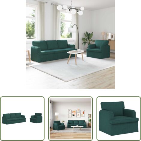Divano verde scuro -  Set di divani 2 pcs Verde Scuro 144 x 80 x 85 cm Tessuto