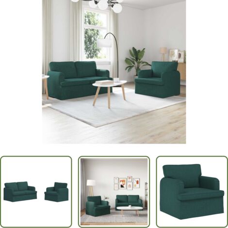 Divano verde scuro -  Set di divani 2 pcs Verde Scuro 144 x 80 x 85 cm Tessuto
