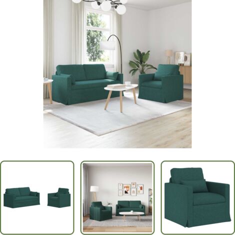 Divano verde scuro -  Set di divani 2 pcs Verde Scuro 158 x 78 x 80 cm Tessuto
