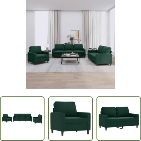 Divano verde scuro -  Set di Divani 3 pz con Cuscini Verde scuro in Velluto
