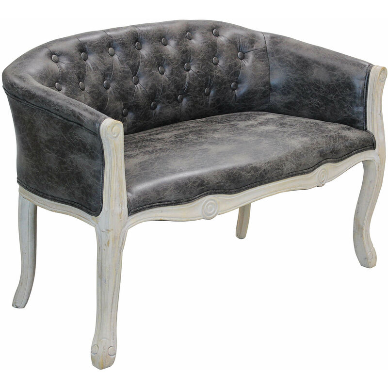 Divano Vintage In Pelle Vintage Con Venature Grigie Struttura In Le...