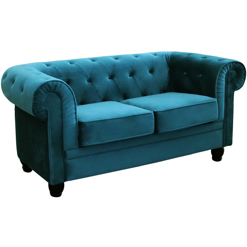 Image of Milani Home - divano vintage in velluto 2 posti cm 152x74x82 h di design inglese per salotto moderno