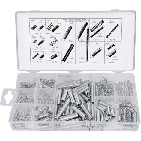 Divers ressorts de compression et d'extension 20 tailles de petits ressorts en acier galvanisé Assortiment de 200 pcs.