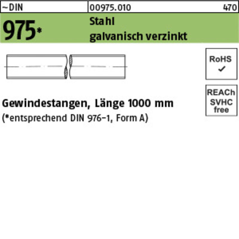 Gewindestange DIN 975 M 18 x 1000mm Stahl galvanisch verzinkt