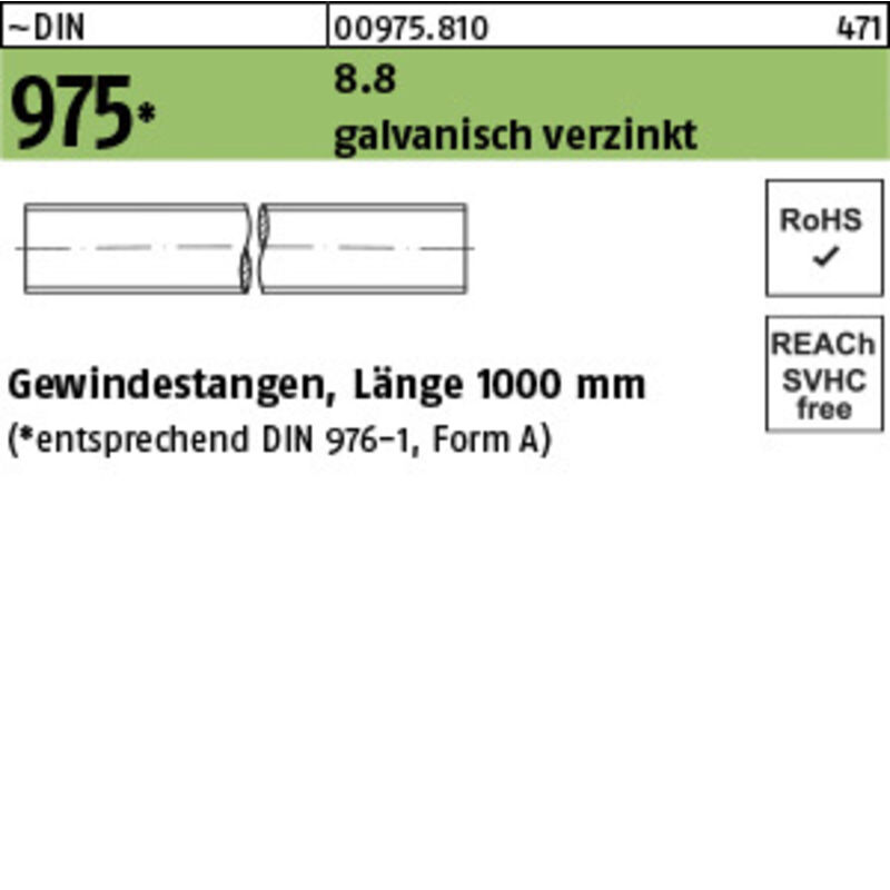 Gewindestange DIN 975 M 20 x 1000mm 8.8 galvanisch verzinkt