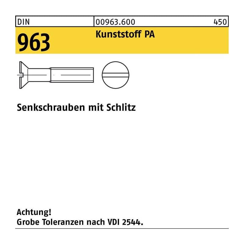 009636000080040 Senkschraube din 963 Schlitz m 8 x 40 Polyamid | 04043952320518