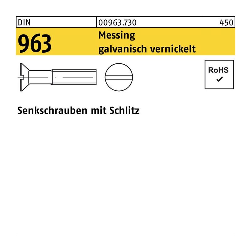 009637309060020 Senkschraube din 963 Schlitz m 6 x 20 Messing galvanisch vernic | 04043952322260 009637309060020 Senkschraube din 963 Schlitz m 6 x 20 Messing galvanisch vernic | 04043952322260