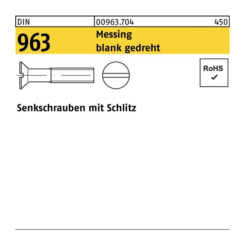 009637040016010 Senkschraube DIN 963 Schlitz M 1,6 x 10 Messing blank gedreht | 04043952321911 009637040016010 Senkschraube DIN 963 Schlitz M 1,6 x 10 Messing blank gedreht | 04043952321911