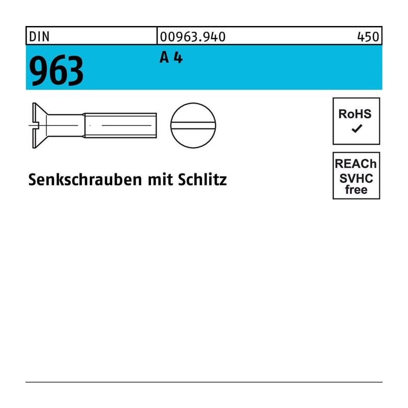009639400080045 Senkschraube din 963 Schlitz m 8 x 45 a 4 | 04043952324417 009639400080045 Senkschraube din 963 Schlitz m 8 x 45 a 4 | 04043952324417