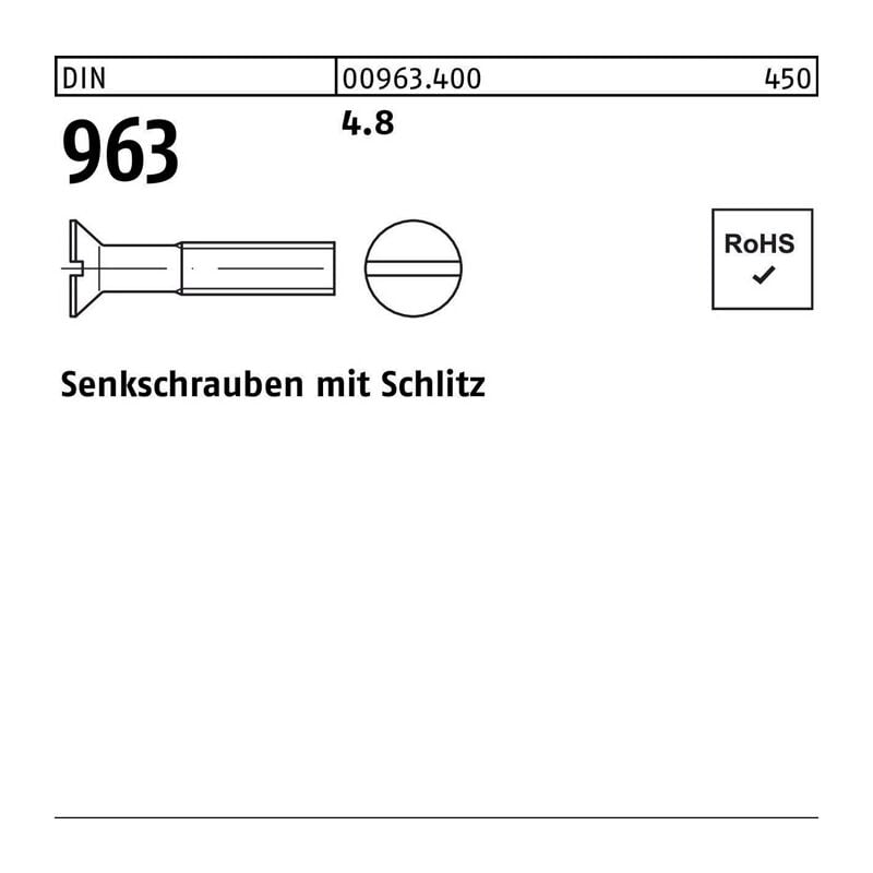 009634000160050 Senkschraube din 963 Schlitz m 16 x 50 4.8 | 04043952316870