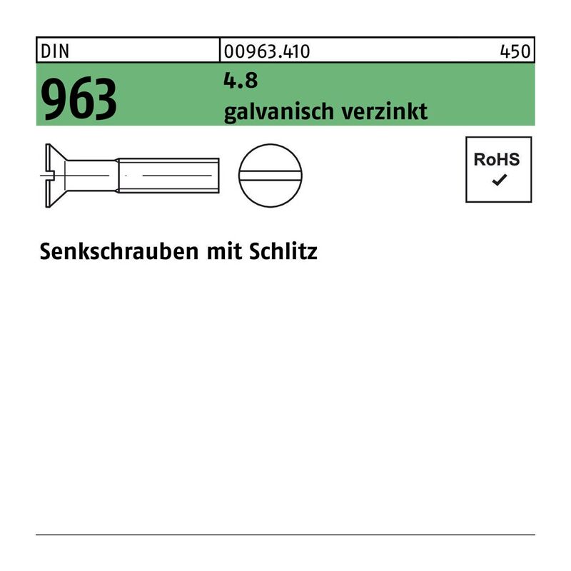009634109160090 Senkschraube din 963 Schlitz m 16 x 90 4.8 galvanisch verzinkt | 04043952319703 009634109160090 Senkschraube din 963 Schlitz m 16 x 90 4.8 galvanisch verzinkt | 04043952319703