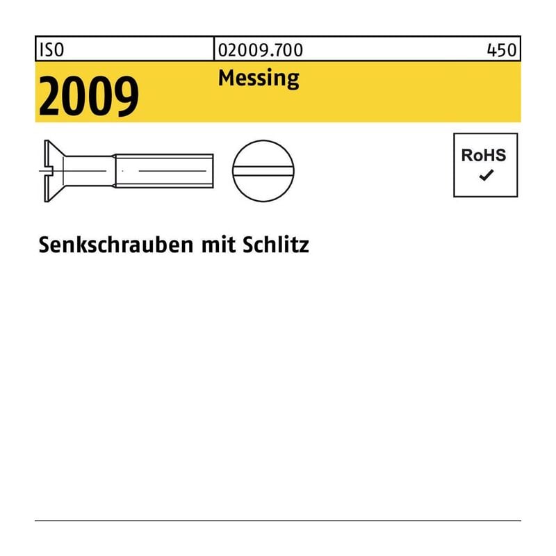 020097009160050 Senkschraube iso 2009 m.Schlitz m 16 x 50 Messing | 04051426685742 020097009160050 Senkschraube iso 2009 m.Schlitz m 16 x 50 Messing | 04051426685742