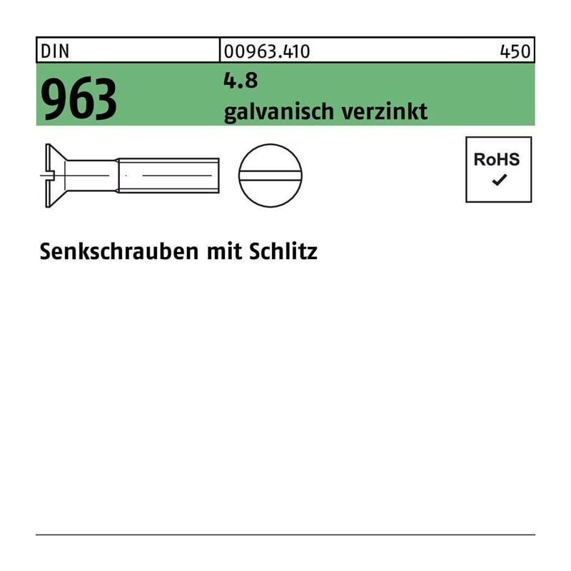 009634109120070 Senkschraube din 963 Schlitz m 12 x 70 4.8 galvanisch verzinkt | 04043952319567
