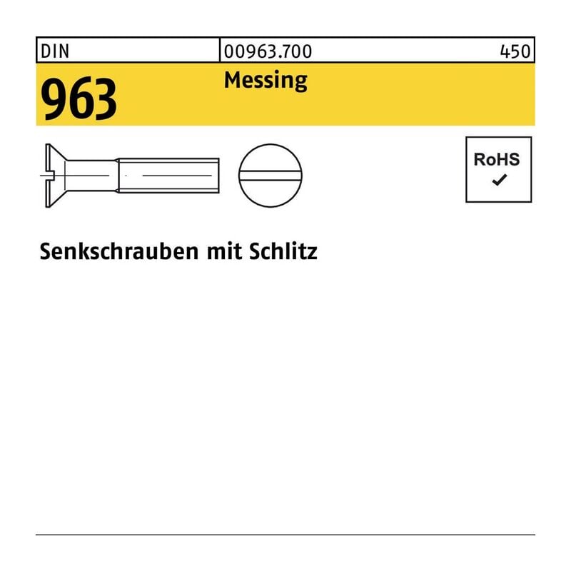009637009100070 Senkschraube din 963 Schlitz m 10 x 70 Messing | 04043952321508