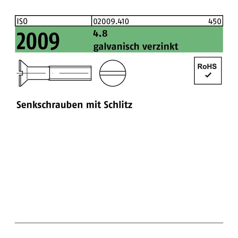 020094109100016 Senkschraube iso 2009 m.Schlitz m 10 x 16 4.8 galvanisch verzin | 04051426681881 020094109100016 Senkschraube iso 2009 m.Schlitz m 10 x 16 4.8 galvanisch verzin | 04051426681881