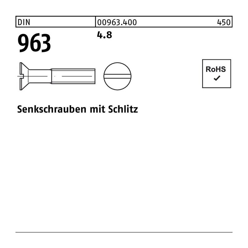 009634000120040 Senkschraube DIN 963 Schlitz M 12 x 40 4.8 | 04043952316719