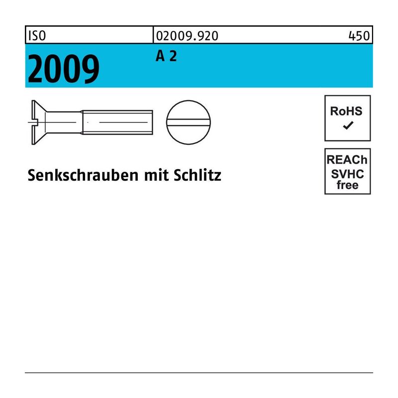 020099200030050 Senkschraube iso 2009 m.Schlitz m 3 x 50 a 2 | 04051426692030 020099200030050 Senkschraube iso 2009 m.Schlitz m 3 x 50 a 2 | 04051426692030