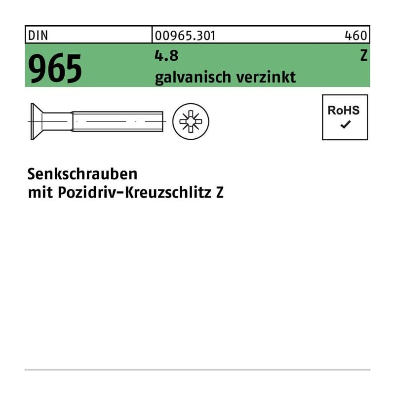 009653010060060 Senkschraube din 965 Kreuzschlitz-PZ m 6 x 60 -z 4.8 galvanisch | 04043952332955 009653010060060 Senkschraube din 965 Kreuzschlitz-PZ m 6 x 60 -z 4.8 galvanisch | 04043952332955
