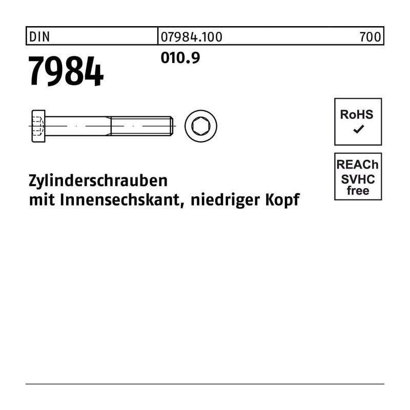 079841000060012 Zylinderschraube din 7984 m.Innensechskant m 6 x 12 010.9 – Reyher | 04043952544471 079841000060012 Zylinderschraube din 7984 m.Innensechskant m 6 x 12 010.9 – Reyher | 04043952544471