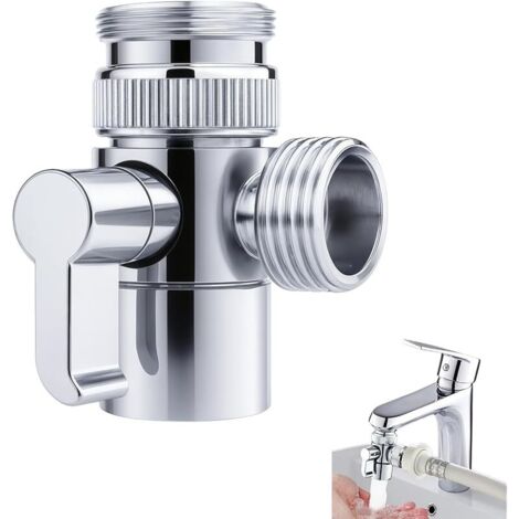 Diverteur De Robinet 3 Voies En Laiton SBA021, Avec Adaptateur M22 Vers M24, Robuste Et Résistant À La Corrosion Pour Évier Et Douche Adaptateur Robinet Lave Vaisselle Inverseur Vanne