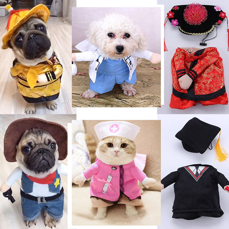 

Divertida moda mascota perro gato ropa vertical disfraz vestido Doctor enfermera princesa vaquero soltero emperador traje fiesta de Halloween Cosplay