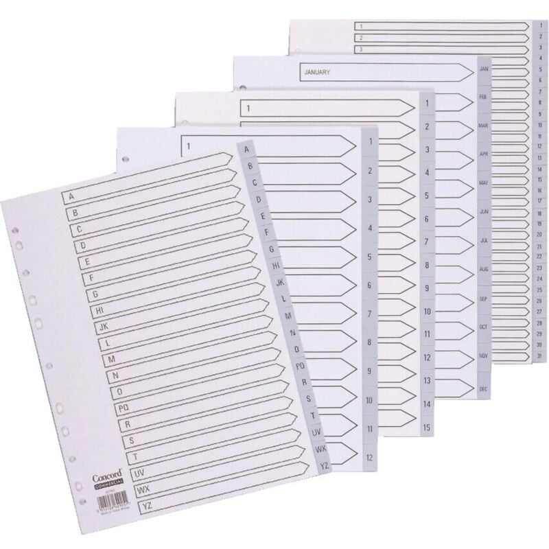 Index 1-10 A4 Grey pvc 62405 - Concord