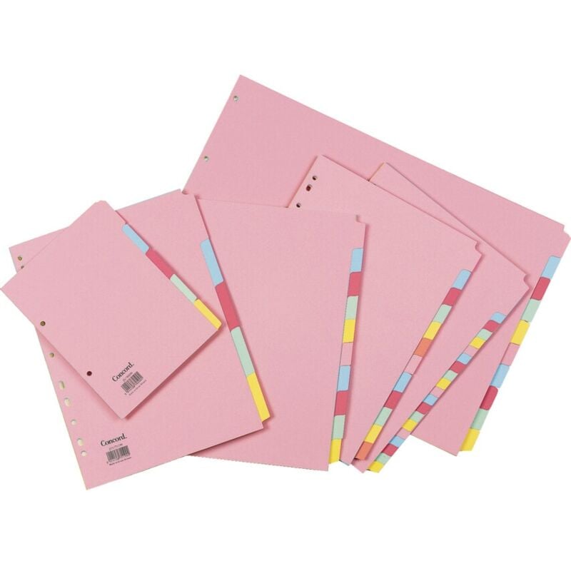 Subject Dividers 20PT Ast A4 74099/J40 - Assorted - Concord