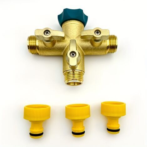 Diviseur de Jardin 3 Voies en Alliage d’Aluminium G3/4" – Connecteur Rapide pour Arrosage, Pelouse et Lavage de Voiture
