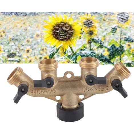 Diviseur de Robinet de Jardin - 4 Embouts, Brass, 1/1in, avec Joints et Téflon