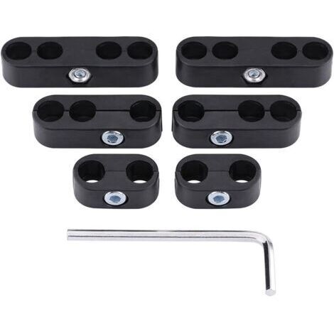 Diviseur de Séparateur de Fil Bougie d'Allumage de Trou 7mm / 8mm Kit de Supports de Fils pour Fils d'Allumage 2 x 4 Trous, 2 x 3 Trous, 2 x 2 Trous (Black)