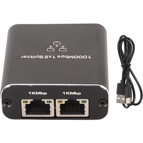 Diviseur Ethernet RJ45 1 Entrée 2 Sorties Gigabit 1000Mbps pour Réseau Domestique, PC, TV et Routeurs