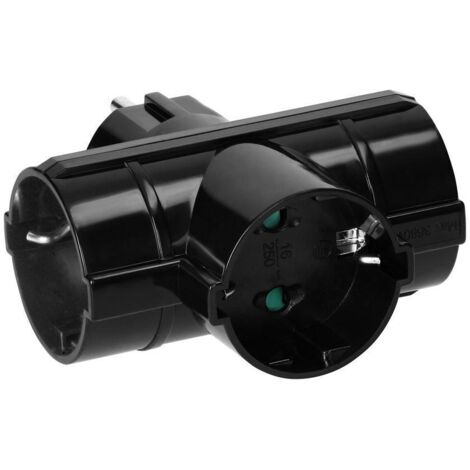 Divisor 3x2P+Z negro OR-AE-13184(GS)/B schuko