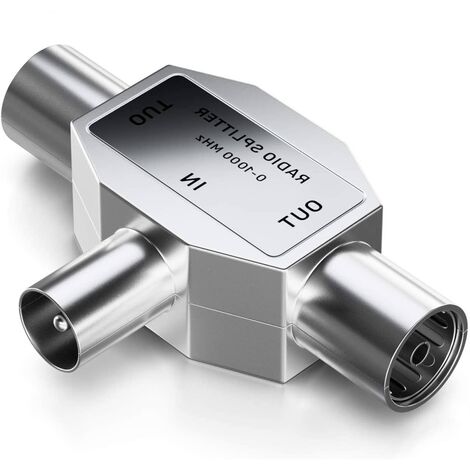 Divisor coaxial en T macho  Gris