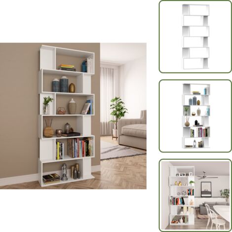 Divisor de ambientes - vidaXL Estantería/divisor madera contrachapada blanco 80x24x192cm - Estantería para revistas