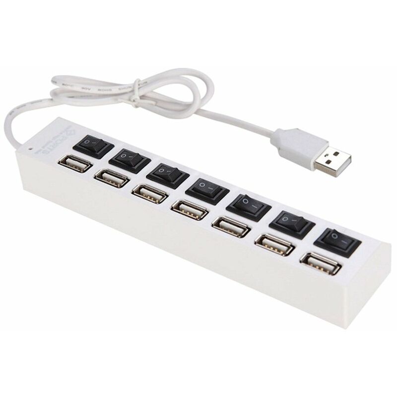 

Divisor de concentrador USB de 7 puertos con interruptores de encendido / apagado Cable largo para computadora de escritorio portatil Dispositivos de