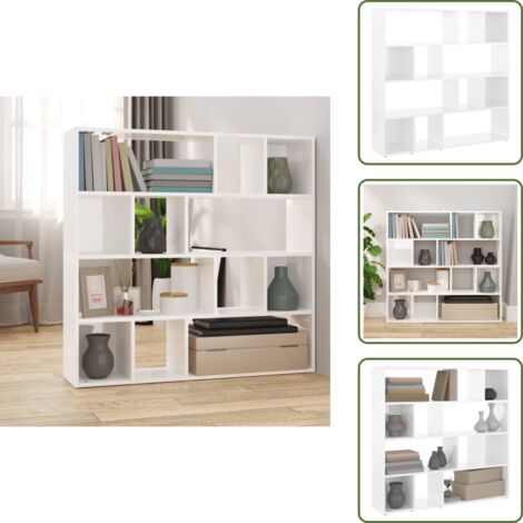 Divisor de espacios - vidaXL Estantería/divisor de espacios blanco brillo 105x24x102 cm - Estantería para dormitorio