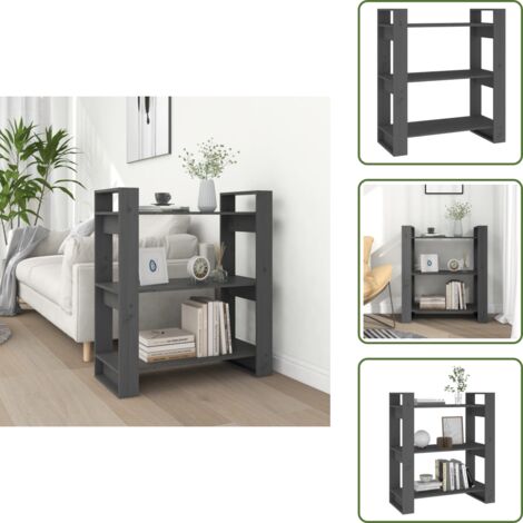 Divisor de espacios - vidaXL Estantería/divisor de espacios madera pino gris 80x35x91 cm - Estantería decorativa